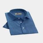 80/90 DT Muslin Khadi Dark Blue Formal Shirt-805