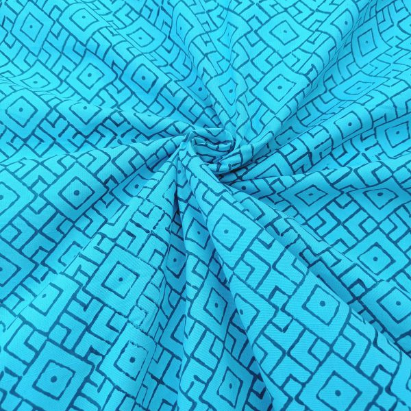 Muslin Khadi hand block printed fabric-728