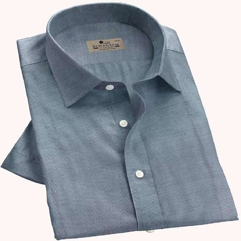 40 ST Muslin Khadi Plain Dark Grey Formal Shirt- 814
